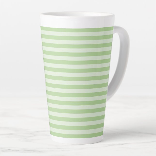Green Stripes Latte Mug (Right Angle)