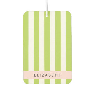 Green Stripes, Lines, Striped Pattern, Your Name Car Air Freshener