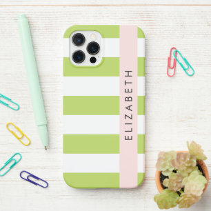 Green Stripes, Lines, Striped Pattern, Your Name iPhone 12 Pro Case