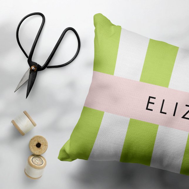 Green Stripes, Lines, Striped Pattern, Your Name Pillowcase (Creator Uploaded)