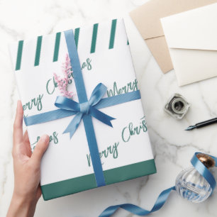 Green Stripes Merry Christmas Wrapping Paper