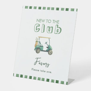 Green Stripes New to Club Golf Cart Favour Pedestal Sign