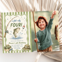 Green Stripes O-Fish-Ally Four Birthday Photo