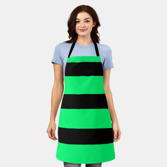 Green stripes pattern apron (Worn)