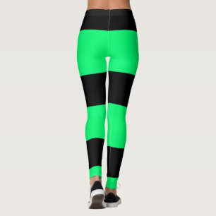 Green stripes pattern leggings