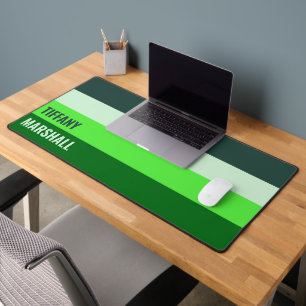 Green Stripes Pattern Name Desk Mat