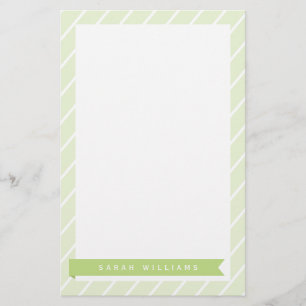 Green Stripes Pattern Stationery