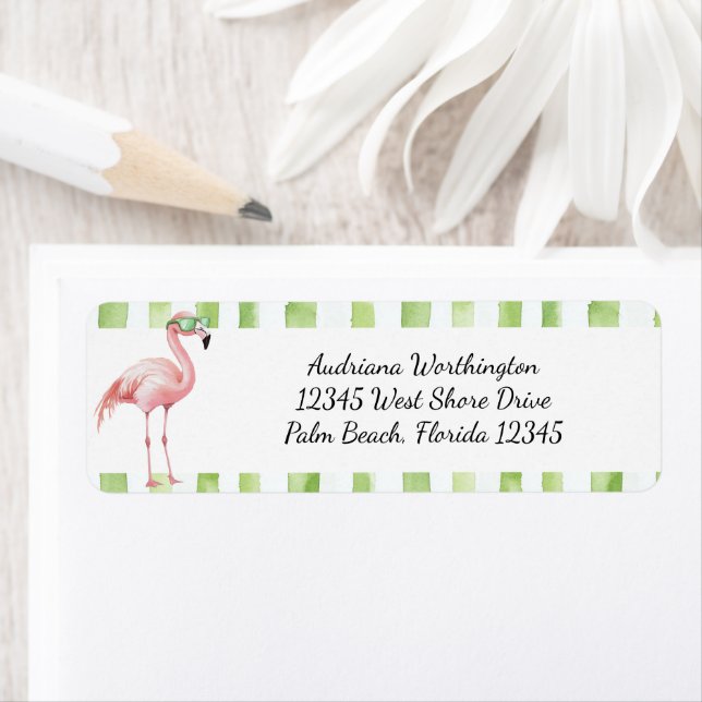 Green Stripes Pink Flamingo Beach Bridal Shower (Insitu)