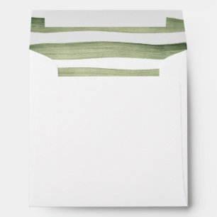Green Stripes Romantic Flowers Wedding Envelopes