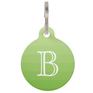 Green Stripes Shades Monogram Initial Simple Pet Tag