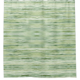 Green Stripes Shower Curtain