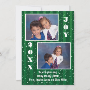 Green Stripes Snow - Christmas Card