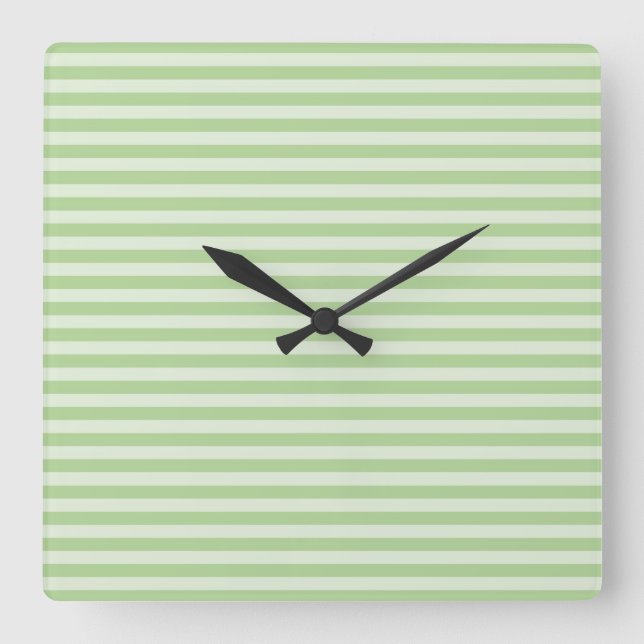 Green Stripes Square Wall Clock (Front)