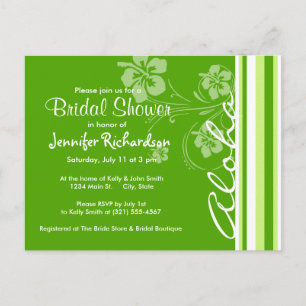 Green Stripes; Striped; Aloha Invitation Postcard