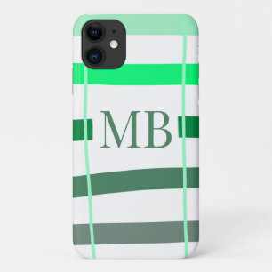 green stripes thick monogram add name title letter Case-Mate iPhone case