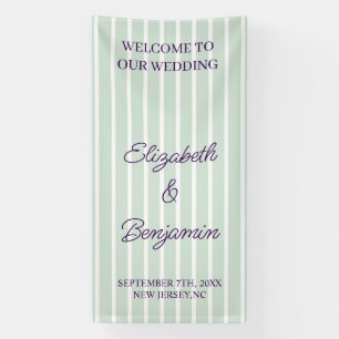 Green Stripes Wedding Bridal Shower Engaged Banner