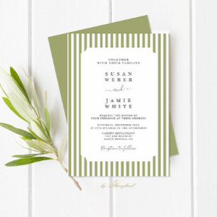 Green Stripes Wedding Invitation