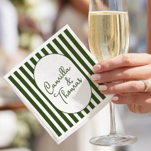 Green Stripes Wedding Napkin