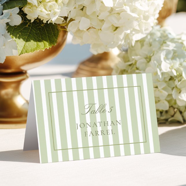 Green Stripes Wedding Place Cards (Creator Uploaded)