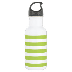 Green Stripes, White Stripes, Striped Pattern 532 Ml Water Bottle