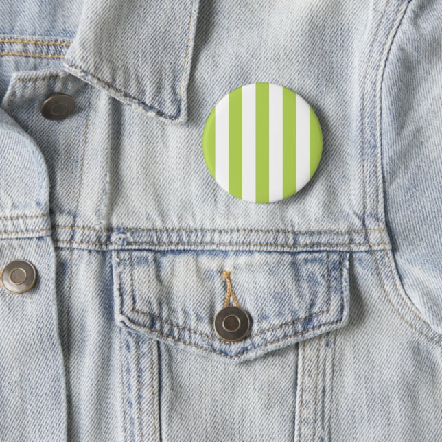 Green Stripes, White Stripes, Striped Pattern 6 Cm Round Badge (In Situ)