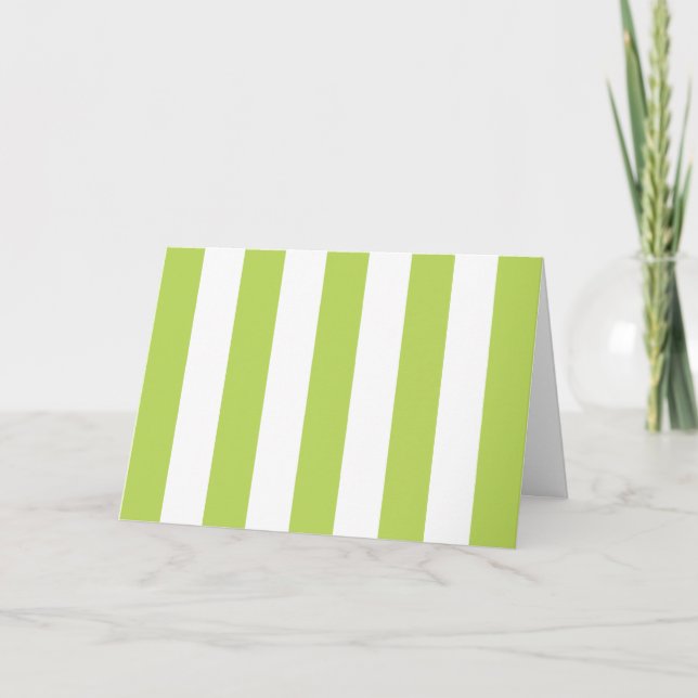 Green Stripes, White Stripes, Striped Pattern Card (Front)