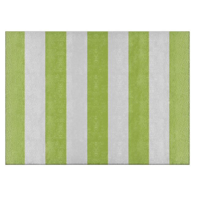 Green Stripes, White Stripes, Striped Pattern Cutting Board (Front)