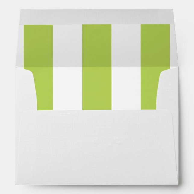 Green Stripes, White Stripes, Striped Pattern Envelope (Back (Bottom))