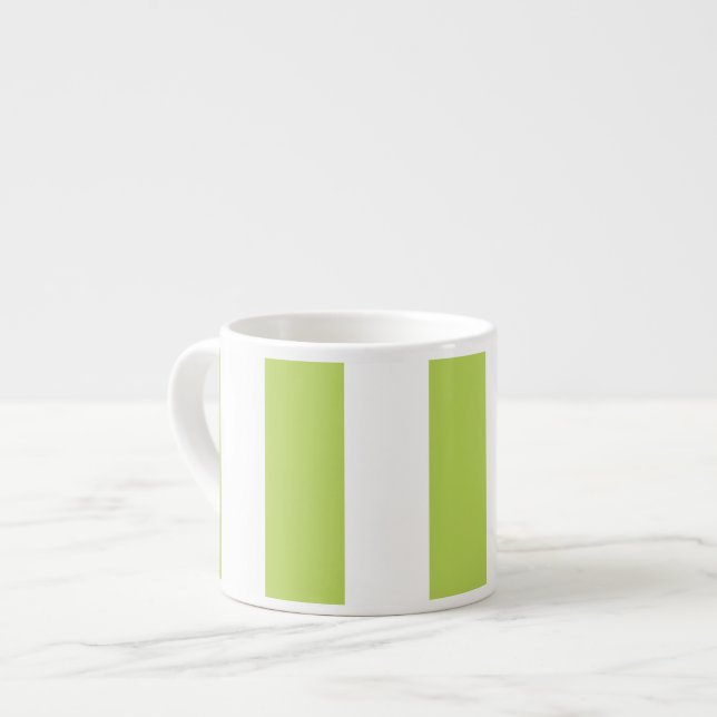 Green Stripes, White Stripes, Striped Pattern Espresso Cup (Front Left)