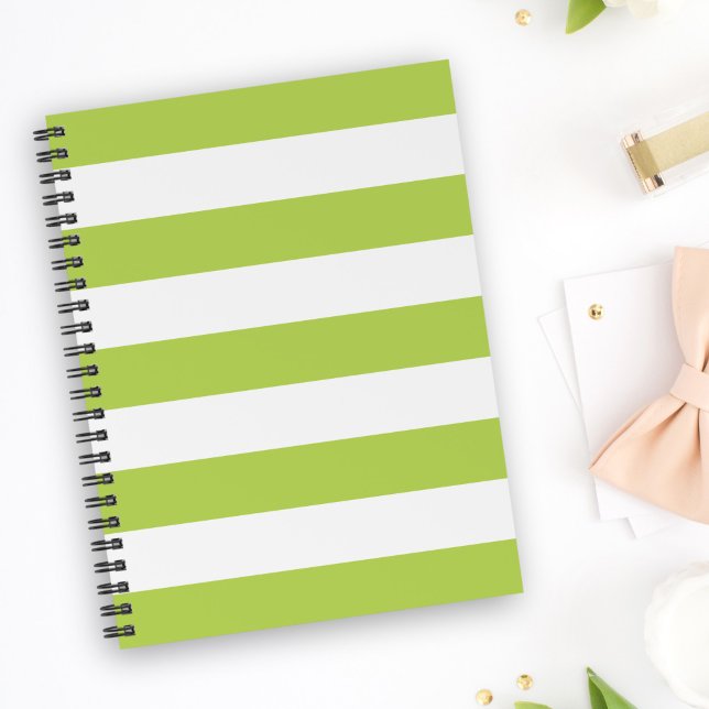 Green Stripes, White Stripes, Striped Pattern Notebook (Creator Uploaded)