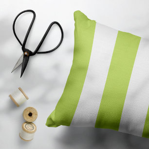 Green Stripes, White Stripes, Striped Pattern Pillowcase