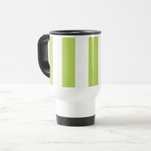 Green Stripes, White Stripes, Striped Pattern Travel Mug