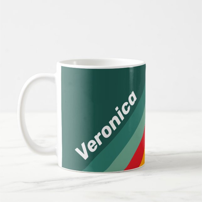 Green Stripes with Name Coffee Mug (Left)