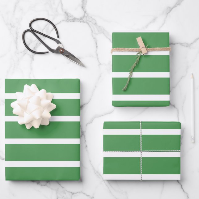 Green Stripes Wrapping Paper Sheet (Front)