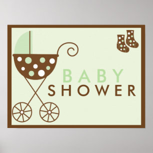Green Stroller Baby Shower Sign