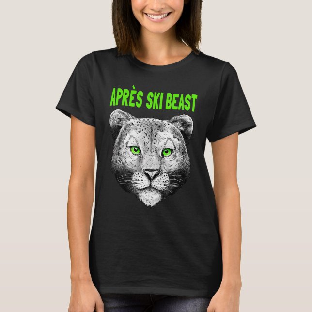 Green Style Apres Ski Snow Leopard T-Shirt (Front)