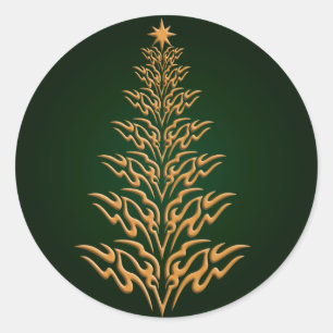 Green Stylish Christmas Tree Stickers