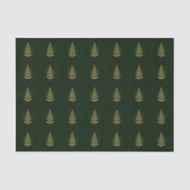 Green Stylish Christmas Tree Tissue Paper (Front)