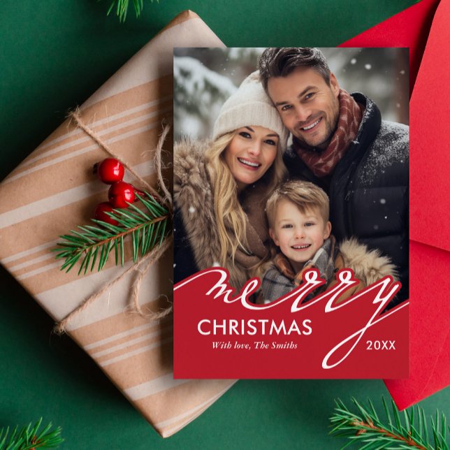 Green Stylish Script Happy Holidays Holiday Card (Creator Uploaded)