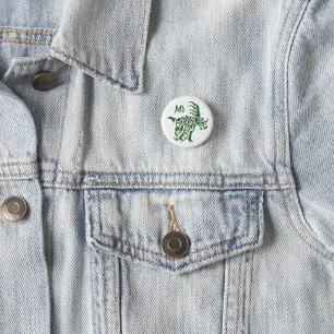 Green Styracosaurus  with Tribal War Paint 3 Cm Round Badge