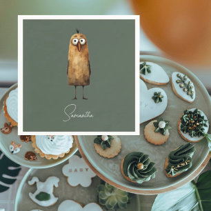 Green Sublimation Woodland Animal Baby Shower Napkin