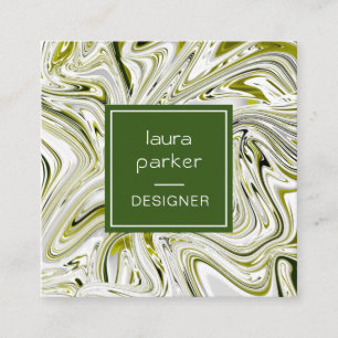 Green Subtle Abstract Painted Brushed Nature Square Business Card