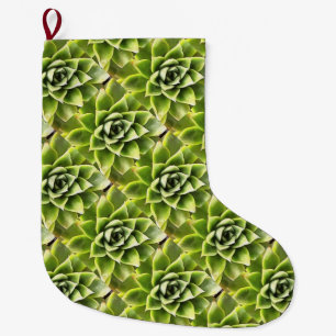 Green Succulent Close Up Cacti Art Large Christmas Stocking
