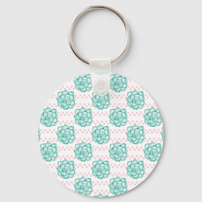 Green Succulent Key Ring (Front)