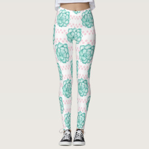 Green Succulent Leggings