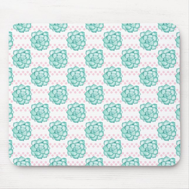 Green Succulent Mouse Pad (Front)