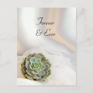Green Succulent on White Wedding Save the Date Announcement Postcard