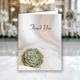 Green Succulent on White Wedding Thank You