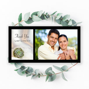 Green Succulent on White Wedding Thank You Photo Card