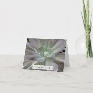 Green Succulent Personalised Note Card